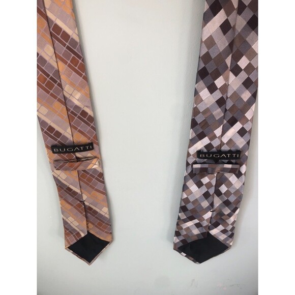 Bugatti Men's Tie Bundle Lot Tan Gray Brown - Picture 3 of 5